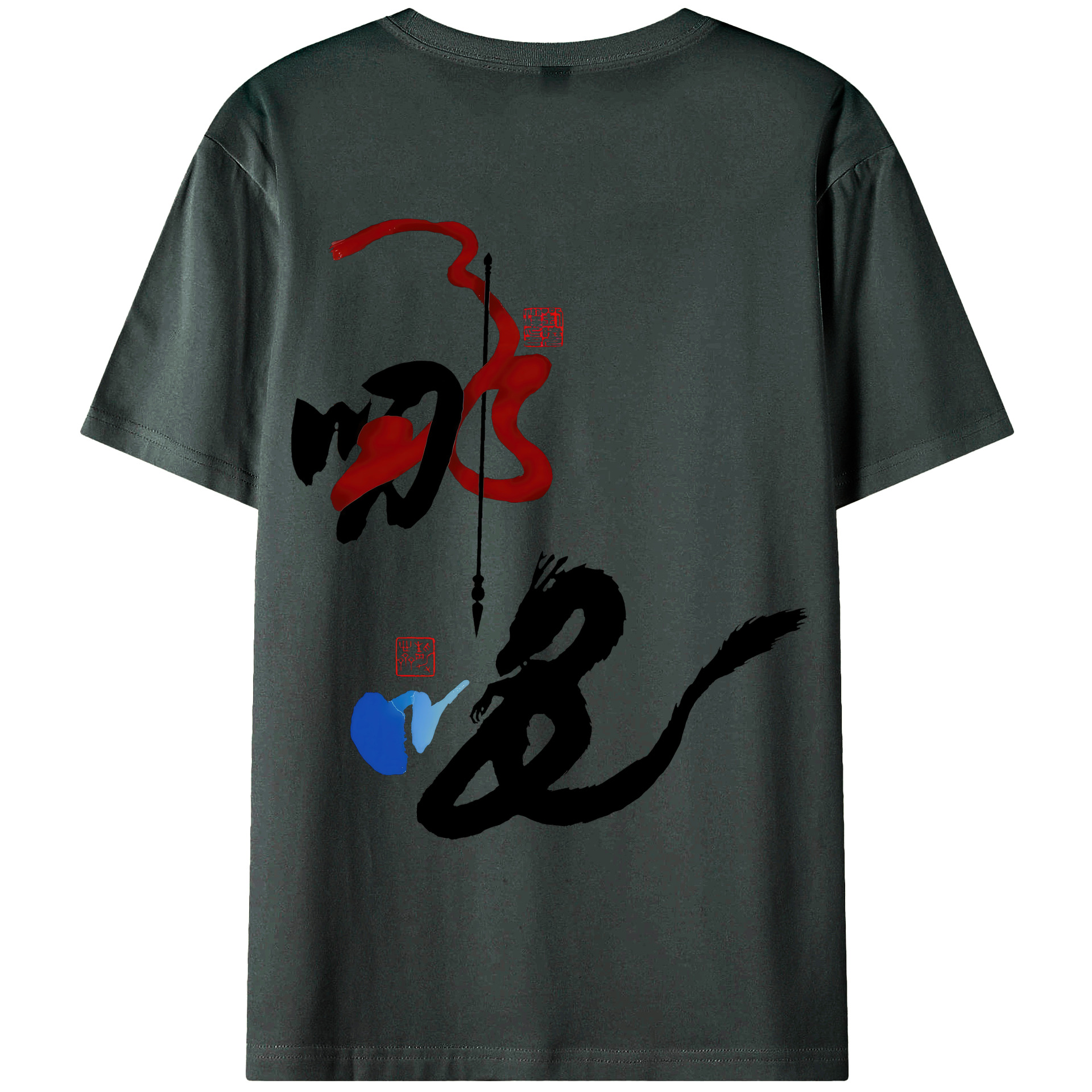 （画像用） Ne Zha 2 ナタ 魔童の大暴れ 綿100％ メンズ半袖Tシャツ（バックプリント） 通気性